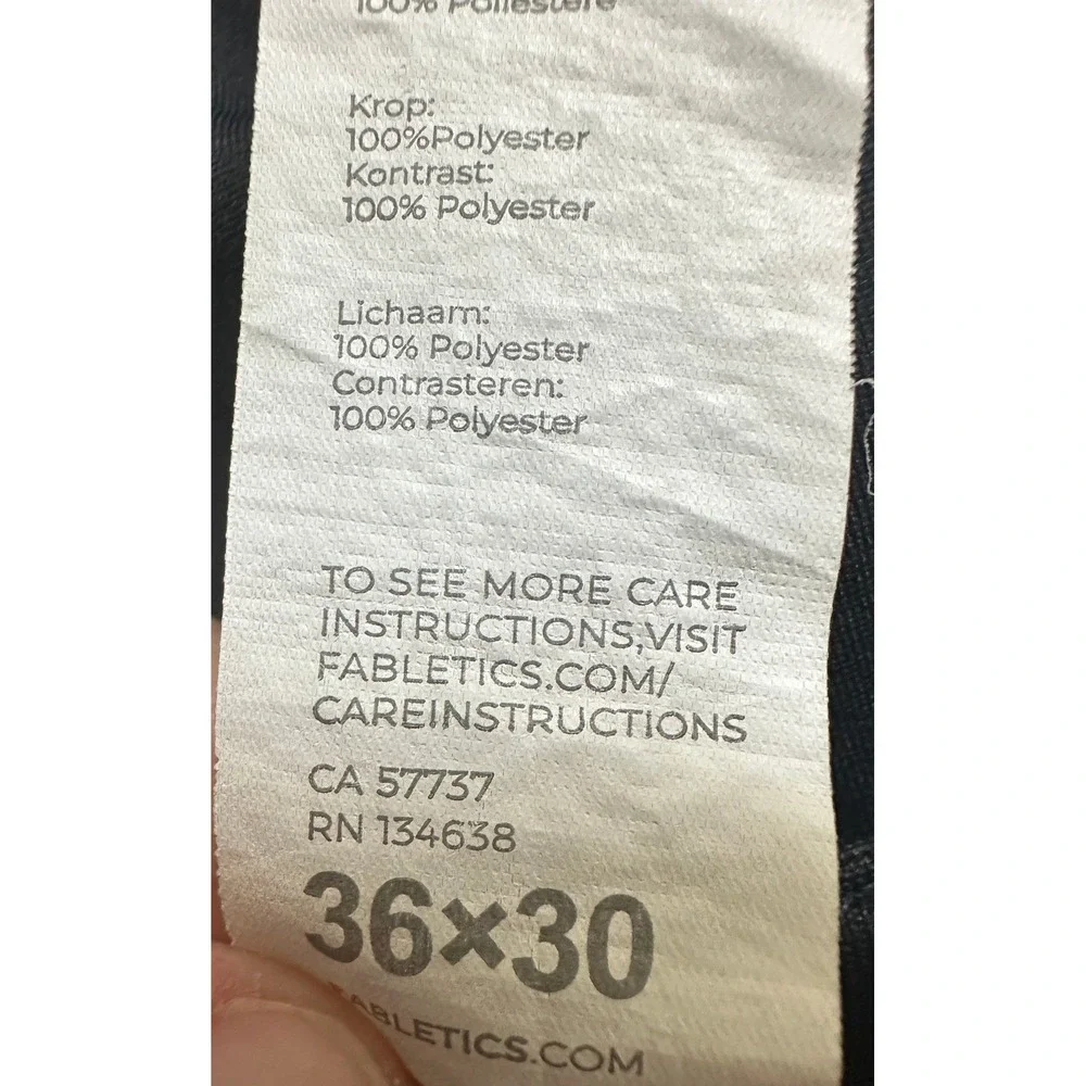 Fabletics Only-Way Pants Mens 36X30 Black Performance Chino Flat Front Straight